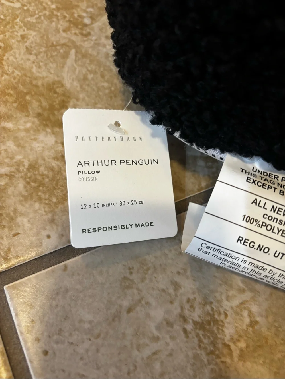 Pottery Barn Black & White Arthur Penguin Pillow
